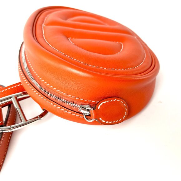 HERMES Terre Battue Orange Swift Leather In The Loop Waist Belt Bum Bag - Picture 9 of 16